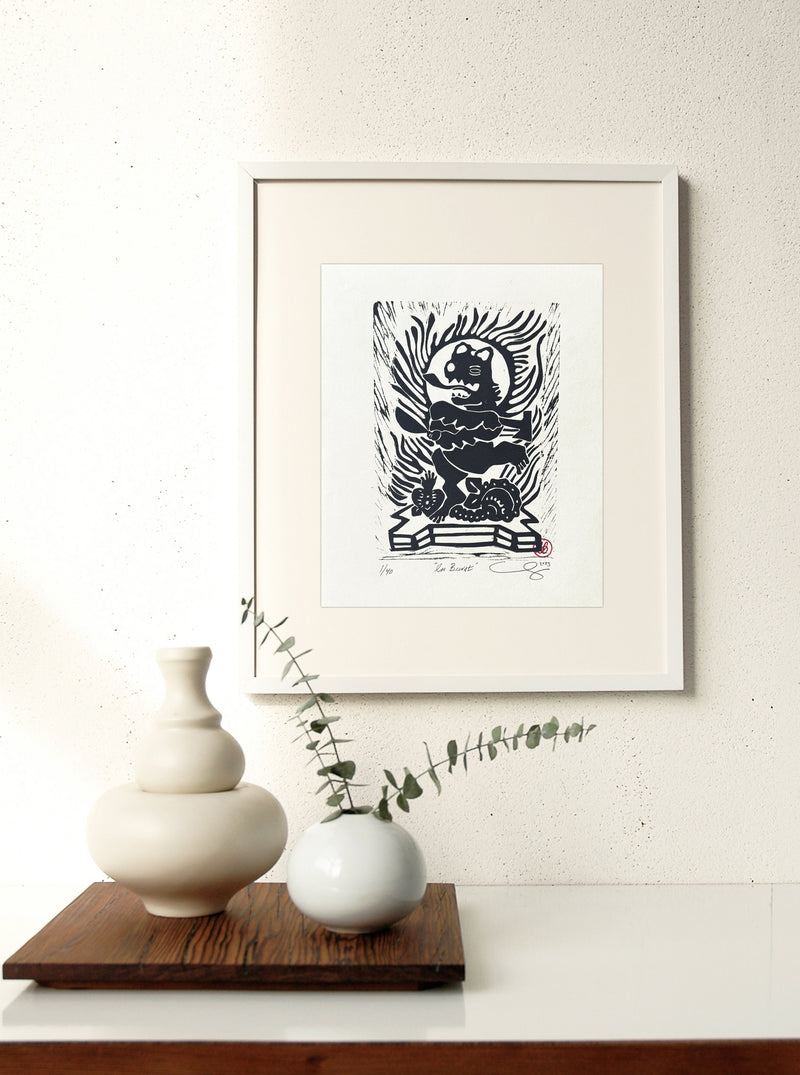 "Inbutsu"/  Limited Edition Linocut Print