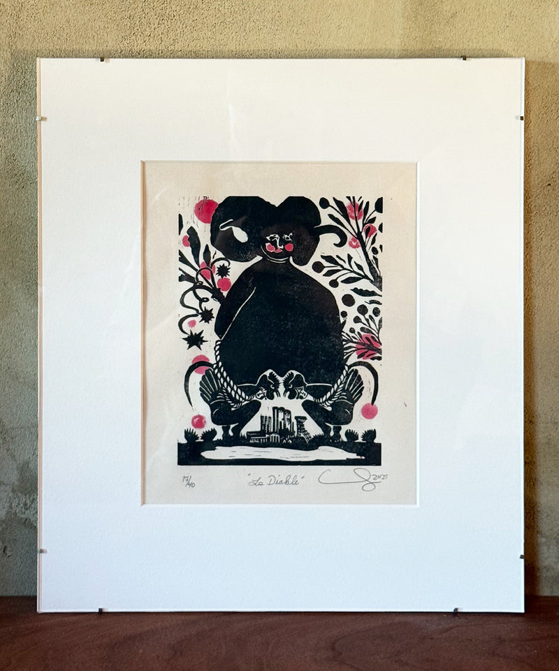 "Le Diable" From "Lux" / Limited Edition Lino Print / READY TO HANG
