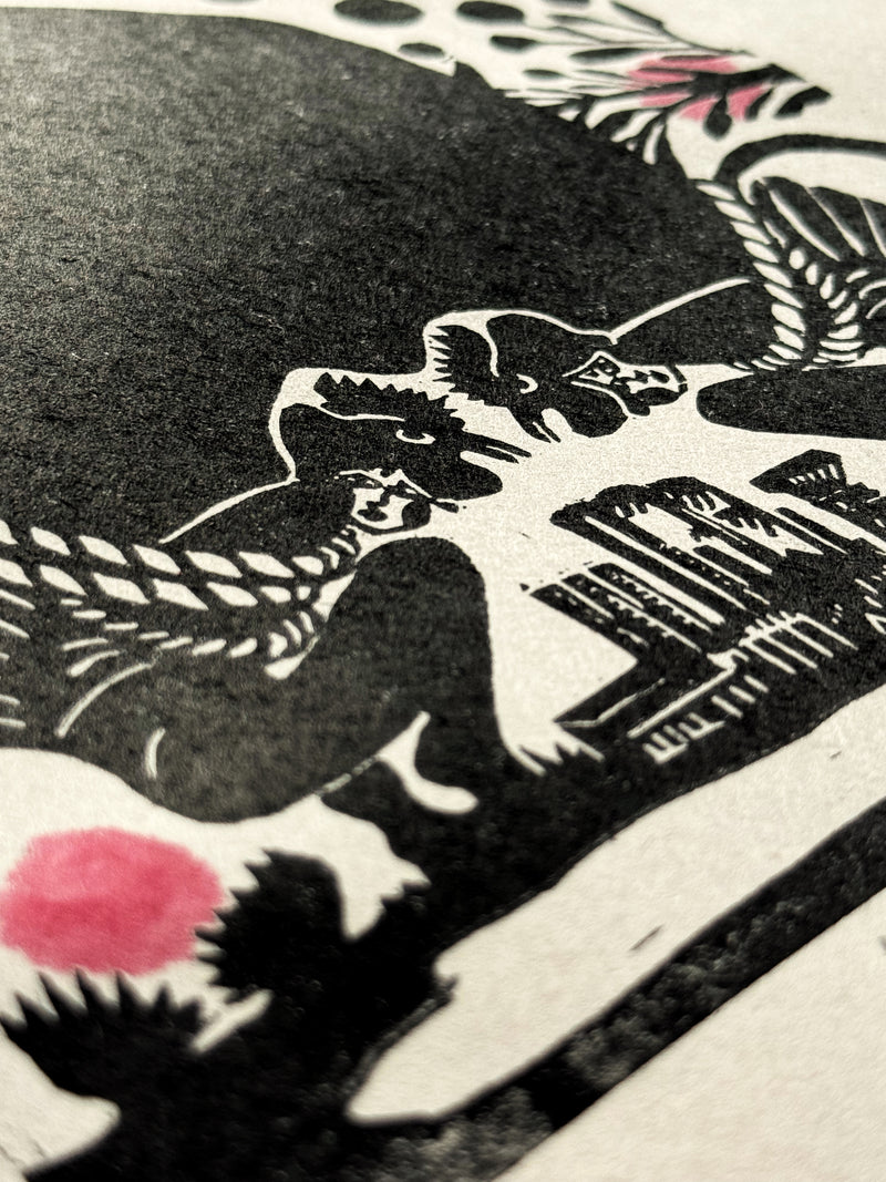 Original "Le Diable" From "Lux" / Limited Edition Linocut Print