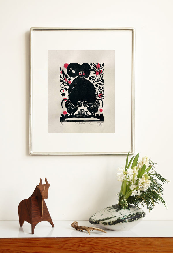 Original "Le Diable" From "Lux" / Limited Edition Linocut Print