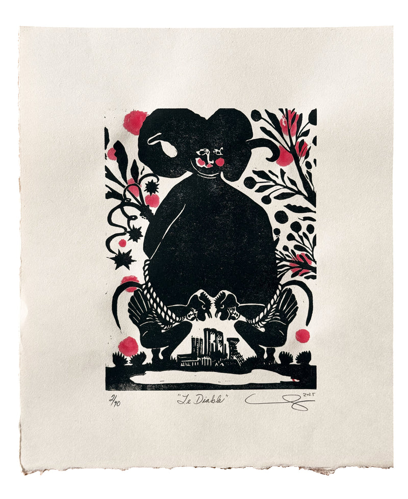 Original "Le Diable" From "Lux" / Limited Edition Linocut Print