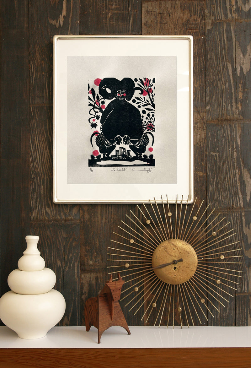 Original "Le Diable" From "Lux" / Limited Edition Linocut Print